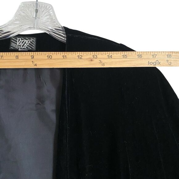 Vintage Velvet Open Front Jacket Duster Women’s L Black Fairy Boho Artsy Glam - Picture 5 of 11